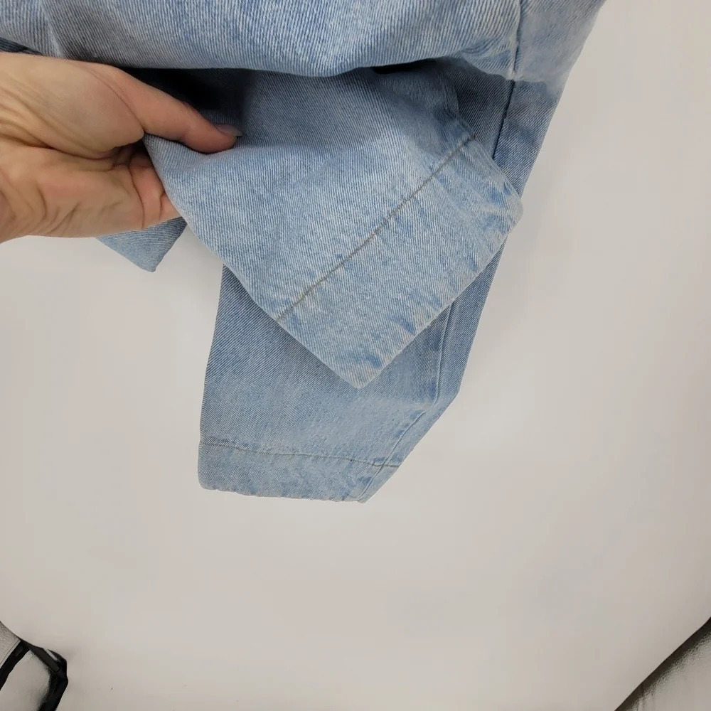 bonjour vintage light denim fabric stitch on patches mom jeans size 7 / 8 - Picture 5 of 9